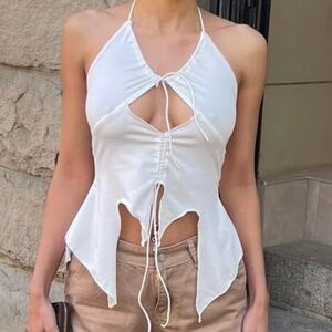 Como Vintage White Halter Crop Top